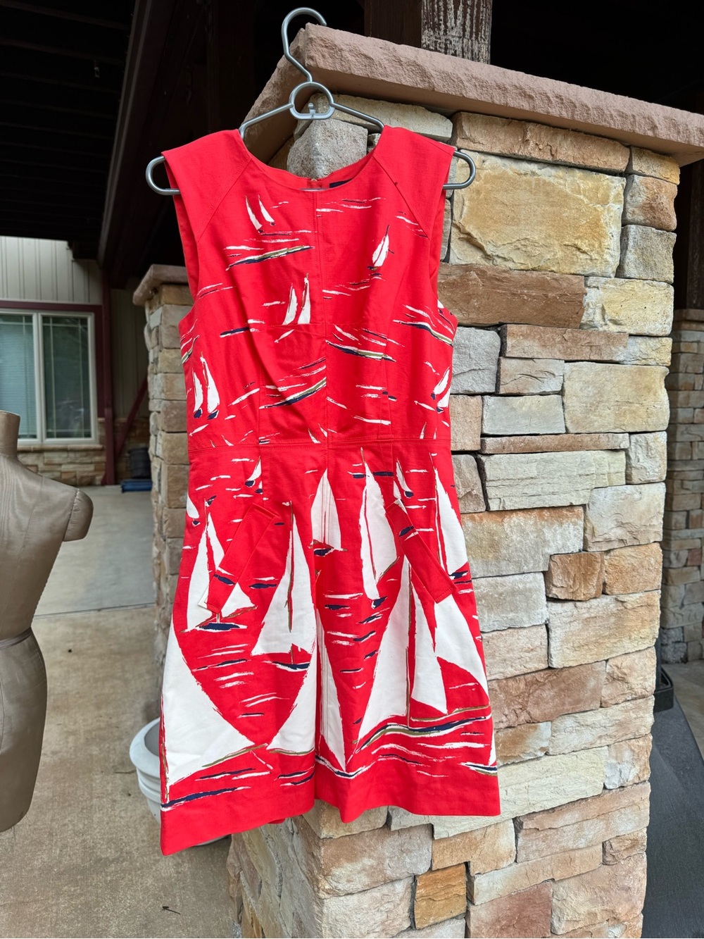 Maeve Red Sailboat Print Midi Dress